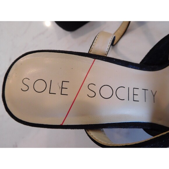 SOLE SOCIETY "Joanan" Black Suede Leather Ankle Strap Criss-Cross Sandals 8.5M - Picture 10 of 11